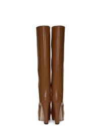 Коричневые кожаные сапоги от Gucci