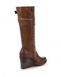 Коричневые кожаные сапоги от Flyfor