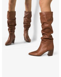 Коричневые кожаные сапоги от Prada
