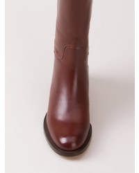 Коричневые кожаные сапоги от Sarah Chofakian