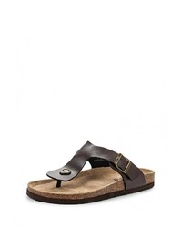 Мужские коричневые кожаные сланцы