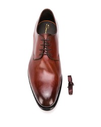 Коричневые кожаные туфли дерби от Santoni