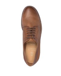 Коричневые кожаные туфли дерби от Brunello Cucinelli