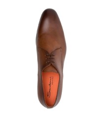 Коричневые кожаные туфли дерби от Santoni