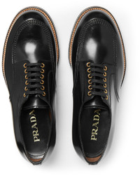 Коричневые кожаные туфли дерби от Prada