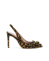 Коричневые кожаные туфли с леопардовым принтом от Alberto Gozzi