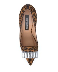 Коричневые кожаные туфли с леопардовым принтом от Sergio Rossi