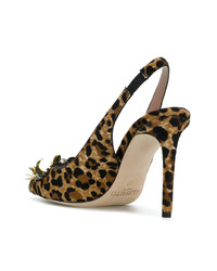 Коричневые кожаные туфли с леопардовым принтом от Alberto Gozzi