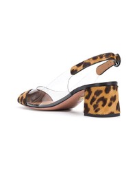 Коричневые кожаные туфли с леопардовым принтом от Aquazzura