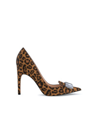 Коричневые кожаные туфли с леопардовым принтом от Sergio Rossi