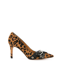 Коричневые кожаные туфли с леопардовым принтом от Veronica Beard