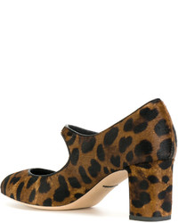 Коричневые кожаные туфли с принтом от Dolce & Gabbana