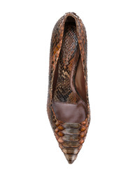 Коричневые кожаные туфли со змеиным рисунком от Silvano Lattanzi