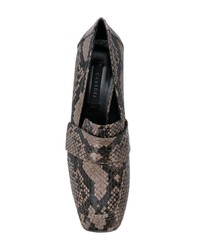 Коричневые кожаные туфли со змеиным рисунком от Casadei