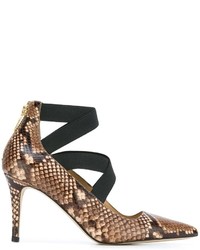 Коричневые кожаные туфли со змеиным рисунком от MICHAEL Michael Kors
