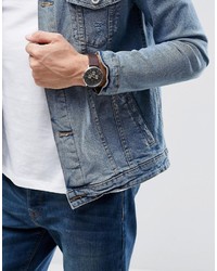 Мужские коричневые кожаные часы от Asos