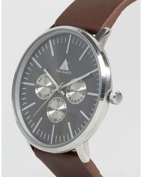 Мужские коричневые кожаные часы от Asos