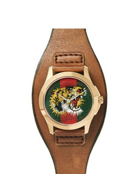 Мужские коричневые кожаные часы от Gucci