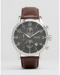Мужские коричневые кожаные часы от Hugo Boss