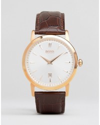 Мужские коричневые кожаные часы от Hugo Boss