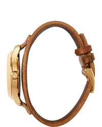 Мужские коричневые кожаные часы от Gucci