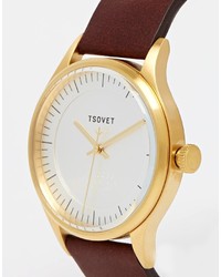 Мужские коричневые кожаные часы от Tsovet