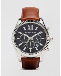 Мужские коричневые кожаные часы от Michael Kors