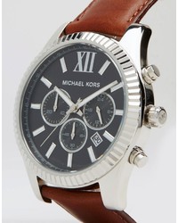 Мужские коричневые кожаные часы от Michael Kors