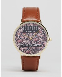 Мужские коричневые кожаные часы от Reclaimed Vintage