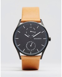 Мужские коричневые кожаные часы от Skagen