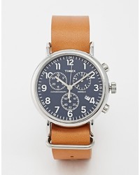 Мужские коричневые кожаные часы от Timex