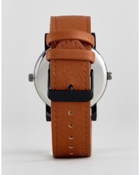 Мужские коричневые кожаные часы от Asos