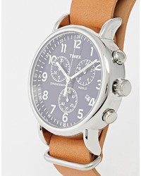 Мужские коричневые кожаные часы от Timex