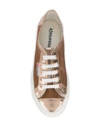 Женские коричневые низкие кеды из плотной ткани от Superga