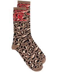 Мужские коричневые носки с леопардовым принтом от VERSACE JEANS COUTURE