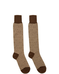 Мужские коричневые носки с принтом от Gucci