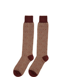 Мужские коричневые носки с принтом от Gucci