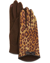 Коричневые перчатки с леопардовым принтом