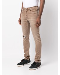 Мужские коричневые рваные джинсы от purple brand