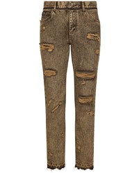 Мужские коричневые рваные джинсы от Dolce & Gabbana