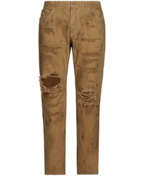 Мужские коричневые рваные джинсы от Dolce & Gabbana