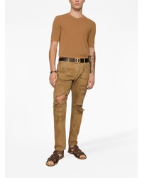 Мужские коричневые рваные джинсы от Dolce & Gabbana