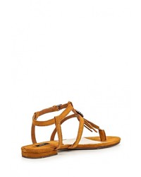 Коричневые сандалии на плоской подошве от Mango