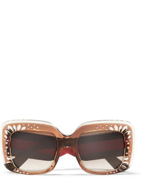 Женские коричневые солнцезащитные очки с украшением от Gucci