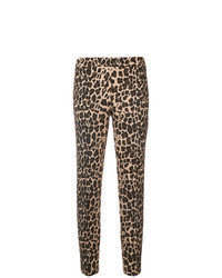 Коричневые узкие брюки с леопардовым принтом