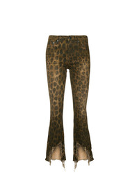 Коричневые узкие брюки с леопардовым принтом от R13