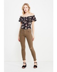 Коричневые узкие брюки от Jennyfer