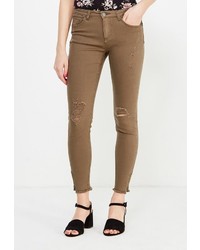 Коричневые узкие брюки от Jennyfer