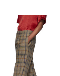 Коричневые шерстяные брюки чинос в шотландскую клетку от Gucci