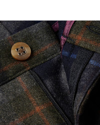 Мужские коричневые шерстяные классические брюки в шотландскую клетку от Etro